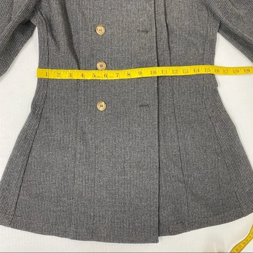 Vintage Giorgio Armani Giacca Donna Double Breasted Charcoal Gray Knit Blazer - Picture 6 of 13